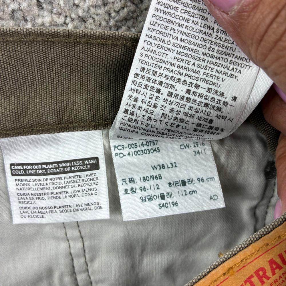 Levis 514 Straight Fit Pants Mens 38x32 Brown Canvas Workwear Cotton Jeans - Picture 5 of 12